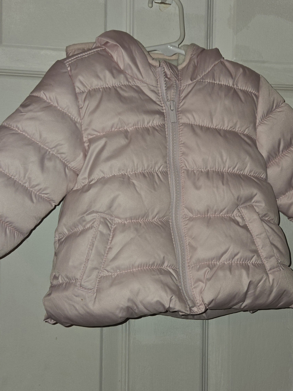 Old Navy Girls' Hooded Puffer Jacket in Light Pink SZ 6-12M